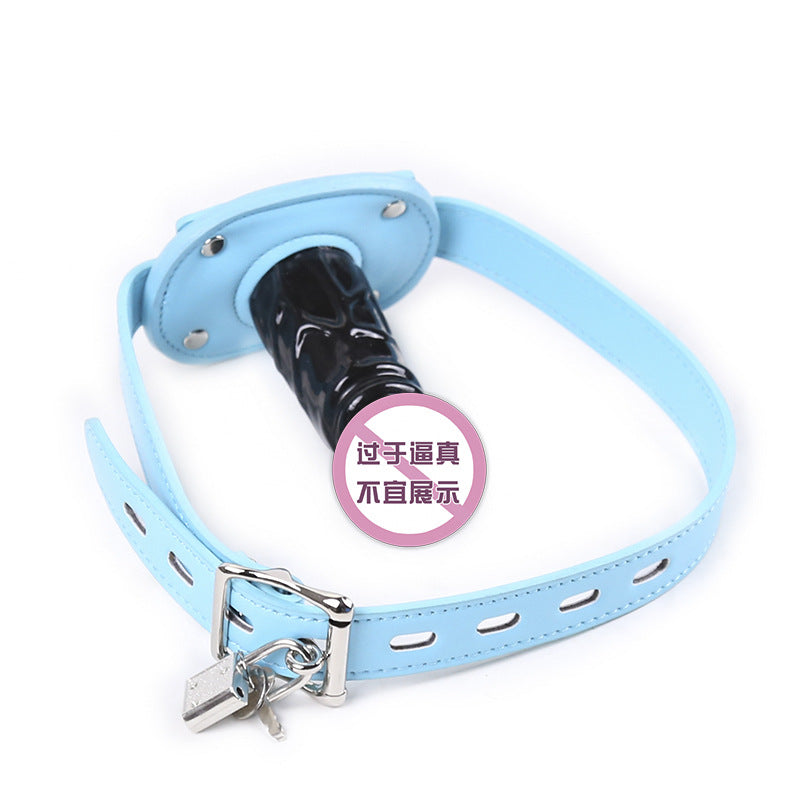 Plug Peniano de Silicone com Gag de Boca e Arnês de Couro - Acessório BDSM para Casais
