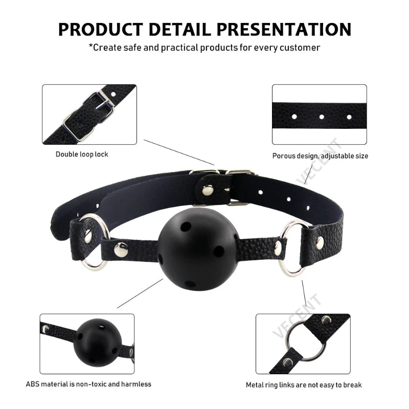 Bola de Boca em Silicone com Arnês para BDSM - Acessório Erótico de Bondage