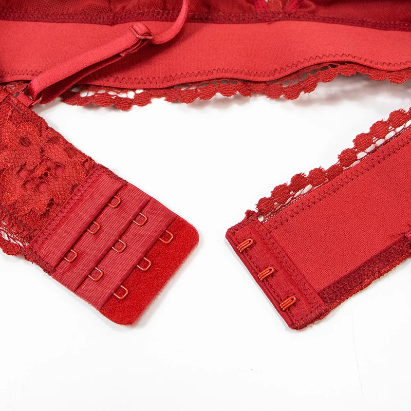 Conjuntos de Sutiã de Renda para Mulheres Sutiã Sem Bojo Calcinha Meias-liga Roupa Interior de Verão Lingerie Sexy