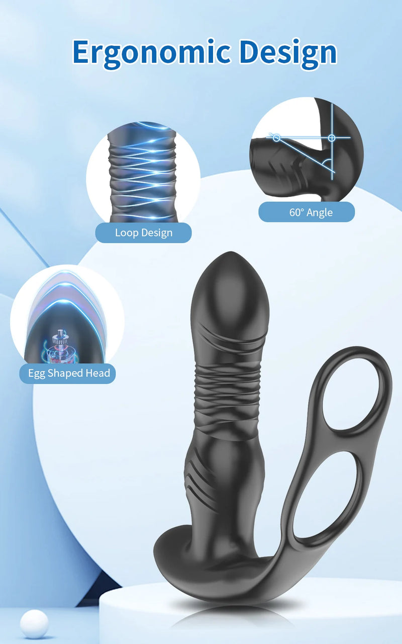 Plug Anal Telescópico com Vibração e Anel Peniano