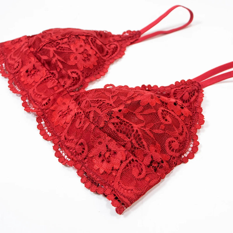 Conjuntos de Sutiã de Renda para Mulheres Sutiã Sem Bojo Calcinha Meias-liga Roupa Interior de Verão Lingerie Sexy