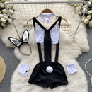 Macacão Sem Mangas Alças Shorts Uniforme Conjunto Exótico Pornográfico Lingerie Ternos Mulher