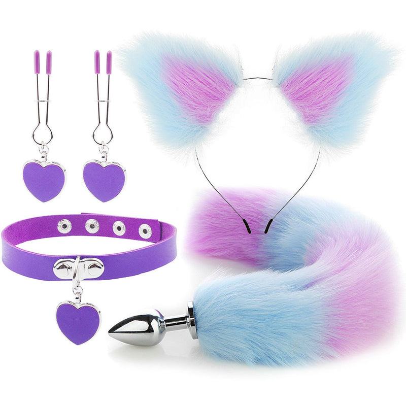 Conjunto de Brinquedos Eróticos com Plug Anal e Acessórios de Fantasia de Raposa