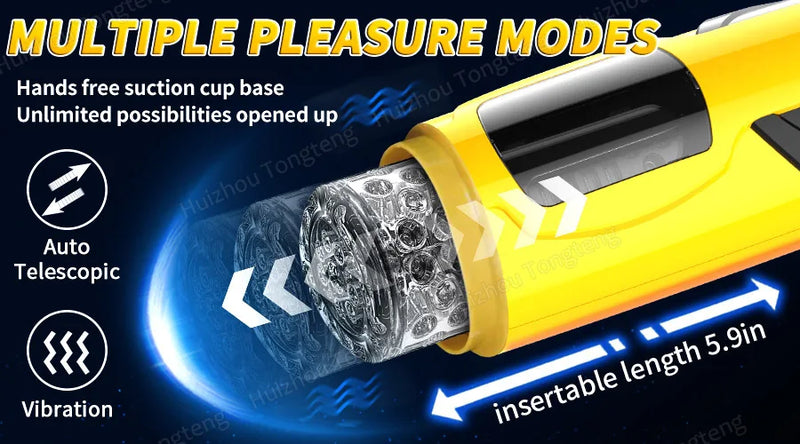 Copo Masturbador Masculino Automático com Rotação Telescópica - Simula Sexo Oral e Penetração