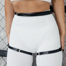 Liga cinto de couro sintético bumbum, com arnês cinturas perna arnês coxa, cinto gótico