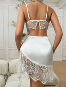 Mulheres Sexy Nightwear Renda Camisolas Decote Em V Sem Mangas Renda Cetim De Seda Camisola De Noite Pijamas Pijamas Roupas De Dormir