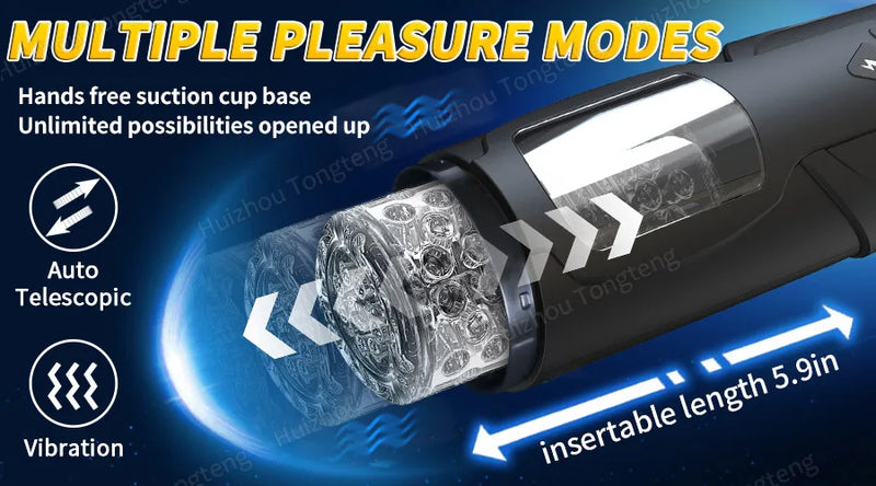 Copo Masturbador Masculino Automático com Rotação Telescópica - Simula Sexo Oral e Penetração