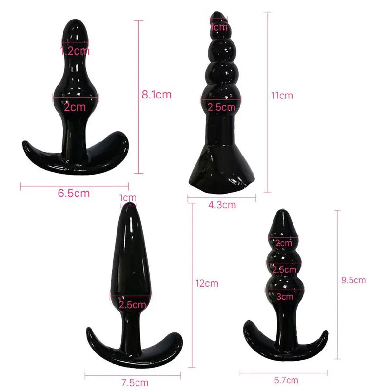 Conjunto de Plug Anal de Silicone - Variações de 4, 5, 7 ou 8 Peças para Prazer Diversificado