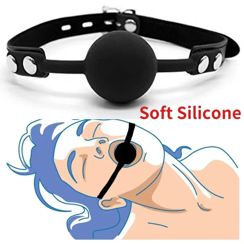 Bola de Boca em Silicone com Arnês para BDSM - Acessório Erótico de Bondage