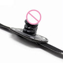 Plug Peniano de Silicone com Gag de Boca e Arnês de Couro - Acessório BDSM para Casais