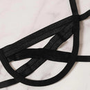 Conjunto de lingerie de arnês de bondage feminino, sutiã elástico vazado