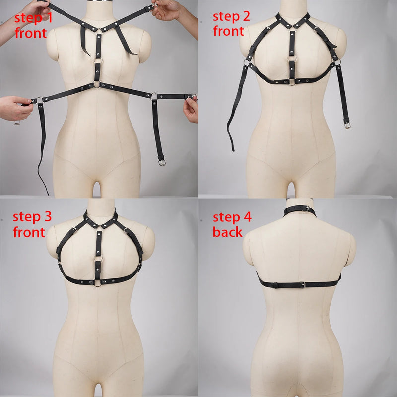 Cinto Estilo de Rua Peitoral Cinto Suspensórios para Mulheres Decoração Punk Rock Cinto de Couro Gótico Acessórios de Roupas