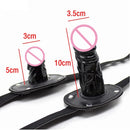 Plug Peniano de Silicone com Gag de Boca e Arnês de Couro - Acessório BDSM para Casais