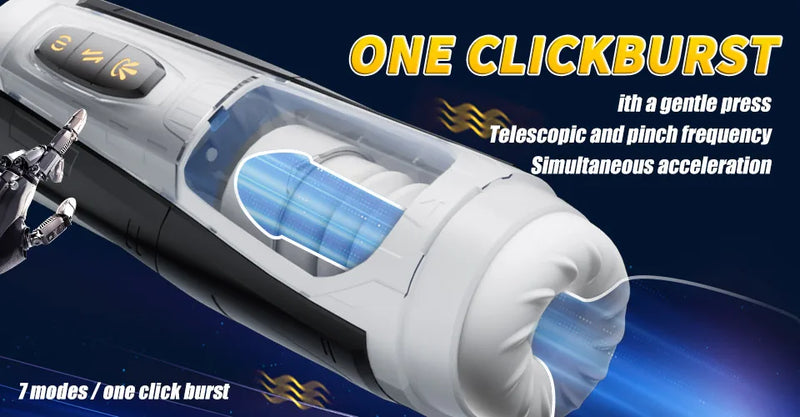 Copo Masturbador Masculino Automático com Rotação Telescópica - Simula Sexo Oral e Penetração