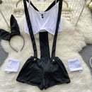 Macacão Sem Mangas Alças Shorts Uniforme Conjunto Exótico Pornográfico Lingerie Ternos Mulher