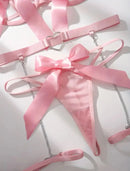 Conjunto de sutiã e calcinha transparentes femininos com liga