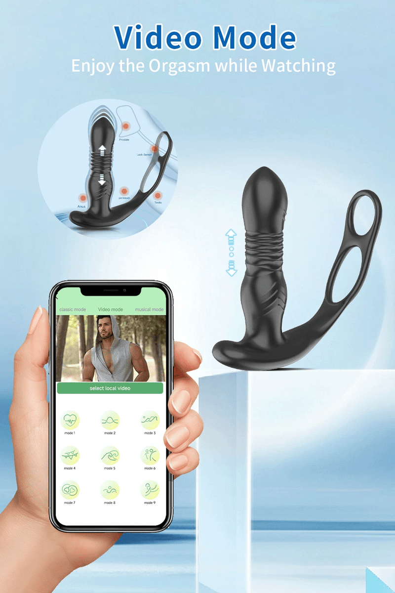 Plug Anal Telescópico com Vibração e Anel Peniano
