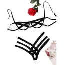 Conjunto de lingerie de arnês de bondage feminino, sutiã elástico vazado