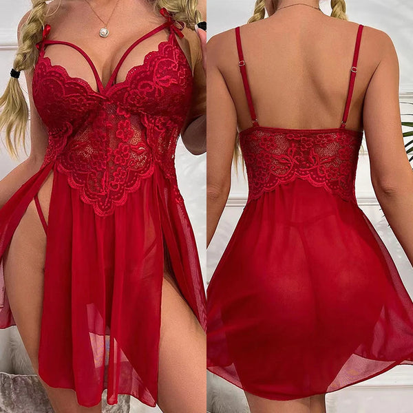 Conjunto de Lingerie Erótica - Bodysuit de Renda para Mulheres